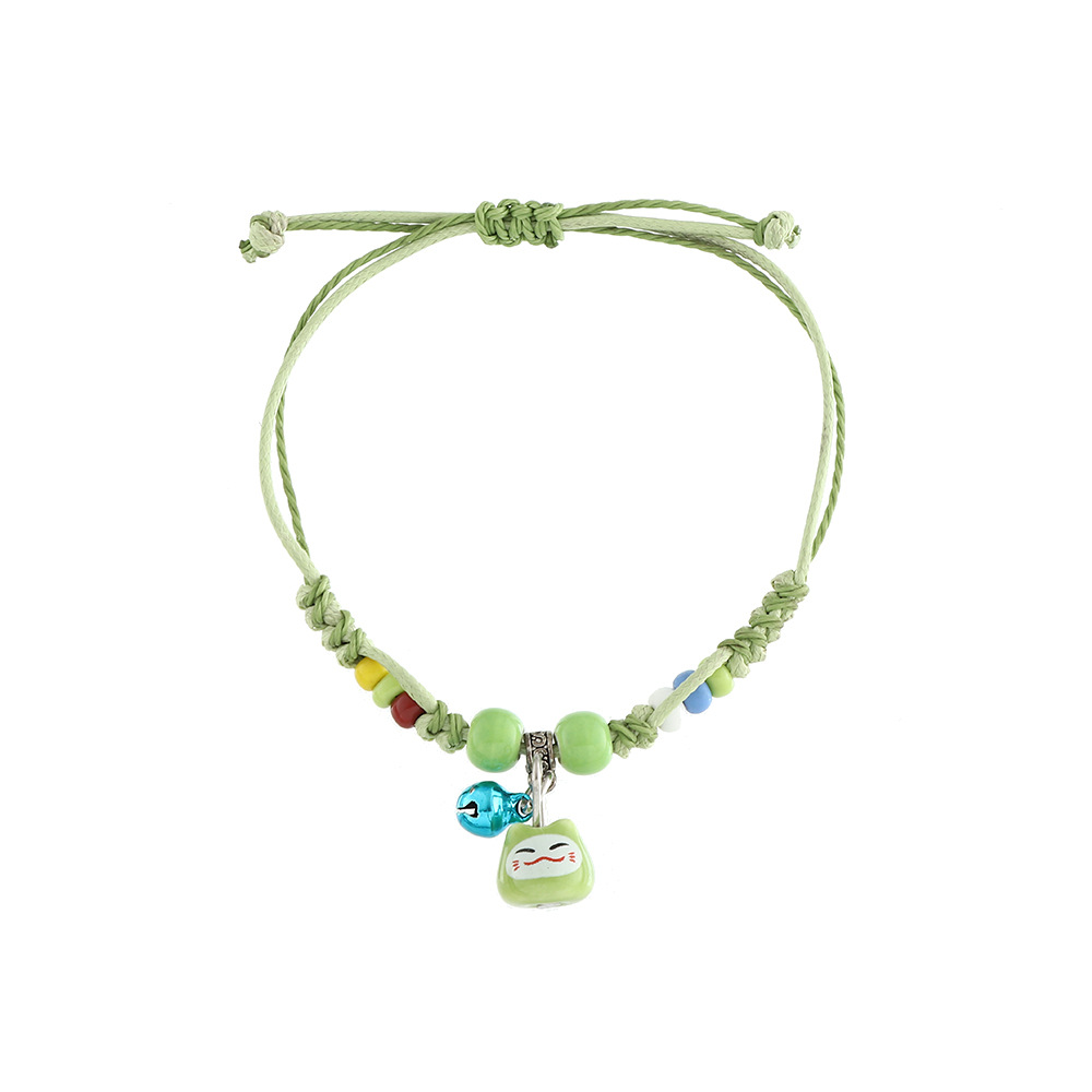 Fashion Green Beaded Bracelet Bell Pendant Adjustable Bracelet display picture 5