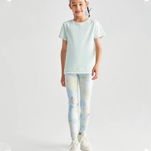 New Autumn Cloudy Comfort Girls' Children Yoga Pants Quick-Drying Breathable Running Training Cycling Sport Tight Pants