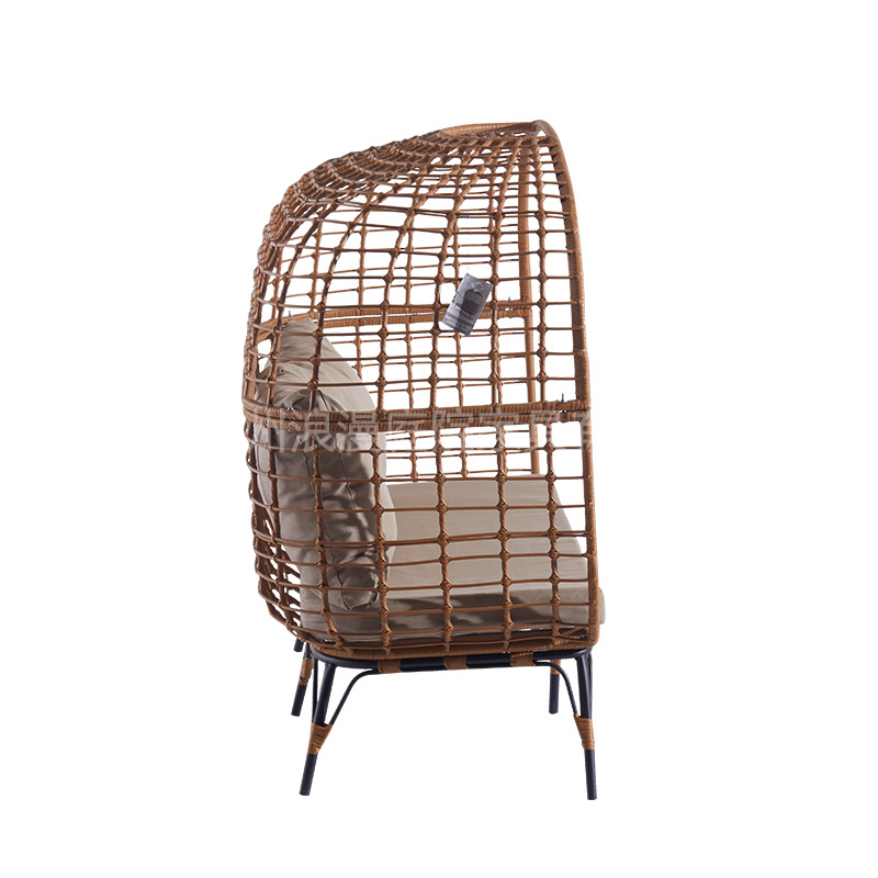 Cesta colgante de muebles de ocio al aire libre transfronteriza silla de cuna para perezosos domésticos silla de cuna doble de aterrizaje de Ratán amarillo grueso image 3