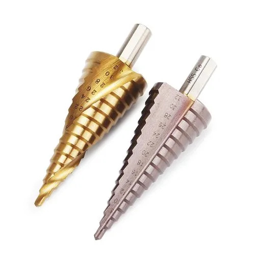 Preferential ladder saw-tooth drill 6-piece set titanium-plated straight groove reaming and pulling groove plastic box pagoda drill hole opener