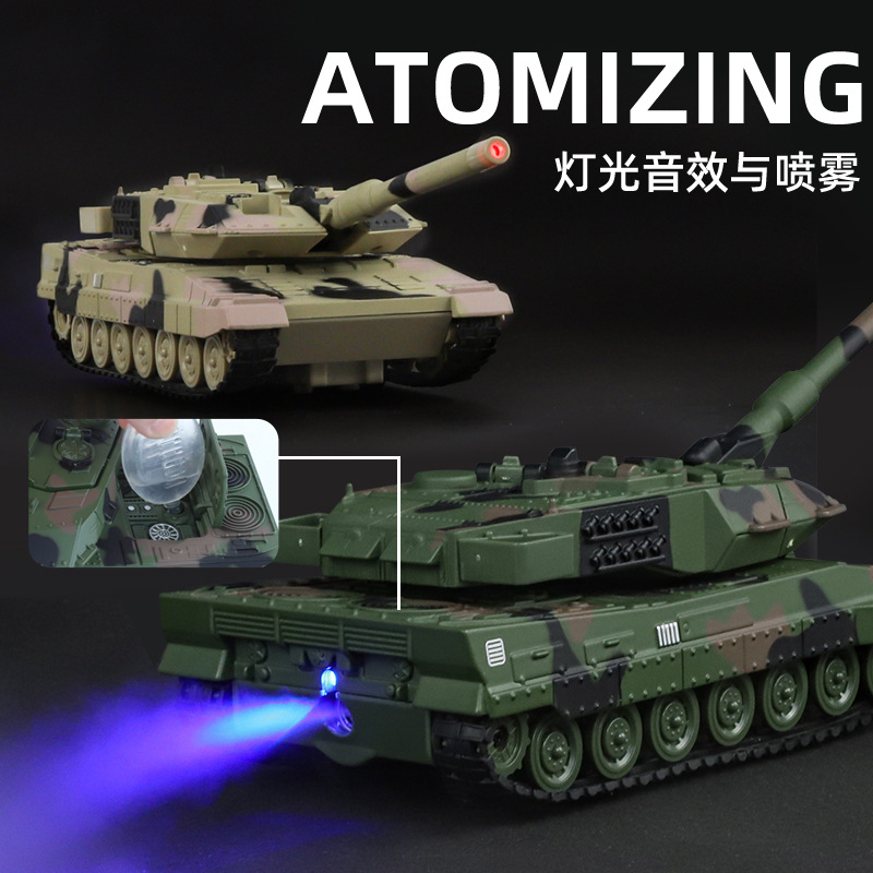 Tanque de Aleación Leopard Versión Spray, Modelo Militar con Dirección y Función de Retroceso, Juguete Educativo Militar para Niños, Dropshipping.