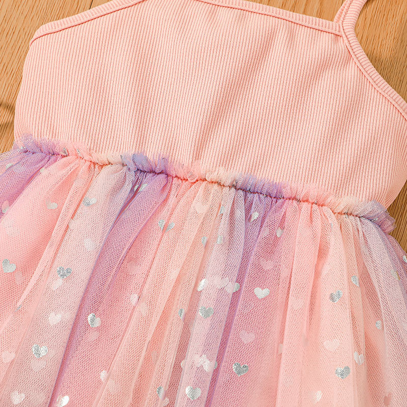 Summer baby cute suspender skirt girl pink mesh skirt summer dresspicture4