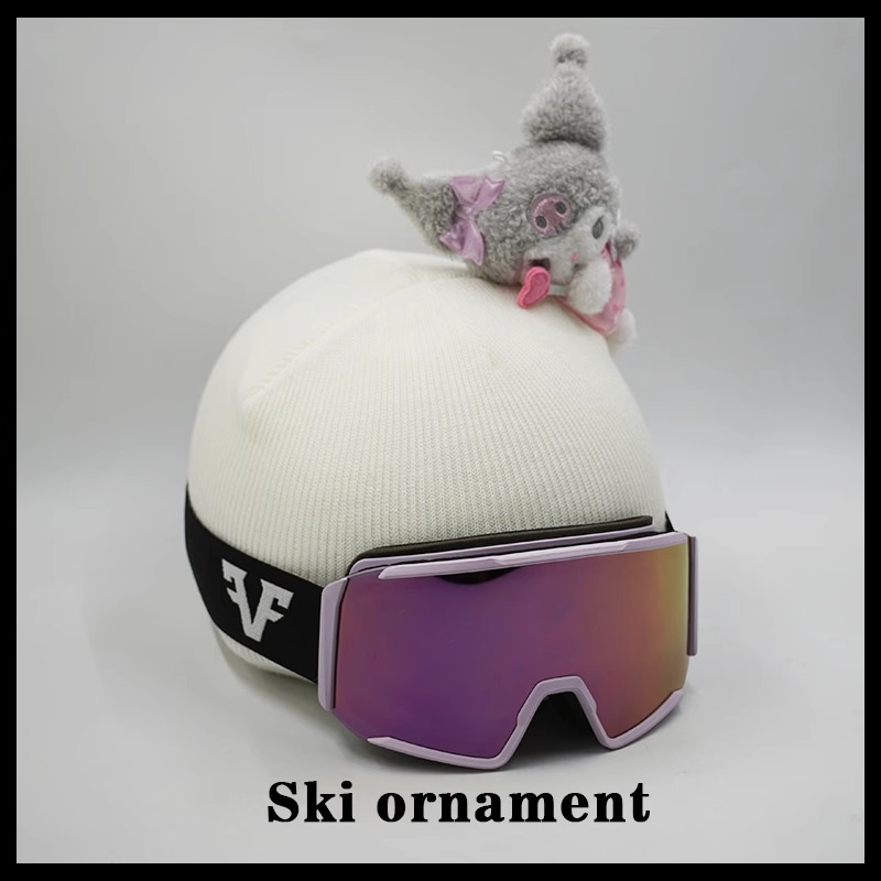Gray Kuromi Winter Warm Hat Cover Handmade Ski Helmet Cover Windproof