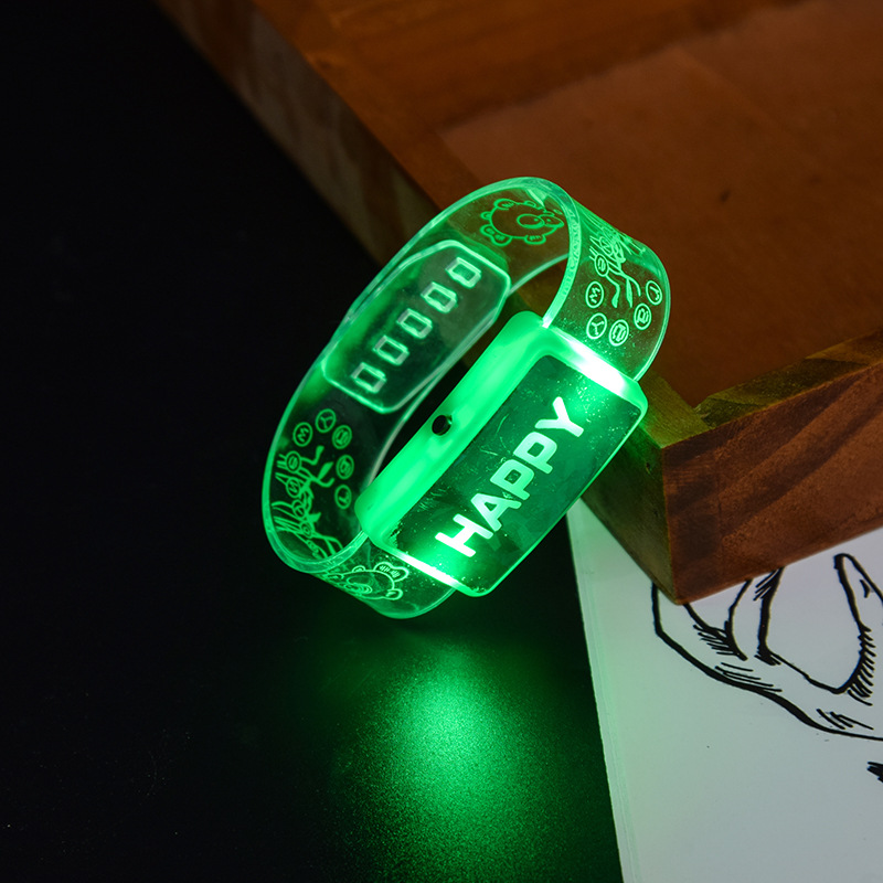 Creativo feliz pulsera luminosa flash pulsera luminoso concierto danza rendimiento accesorios reloj de juguete para niños