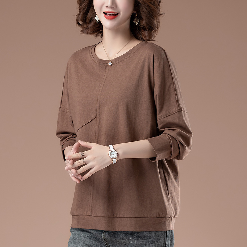 長袖のtシャツの女性の春は太って大きいサイズの婦人服をプラスします。|undefined