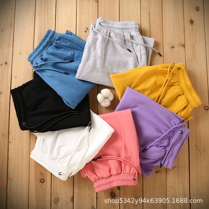 Summer cotton shorts for leisure, solid trousers