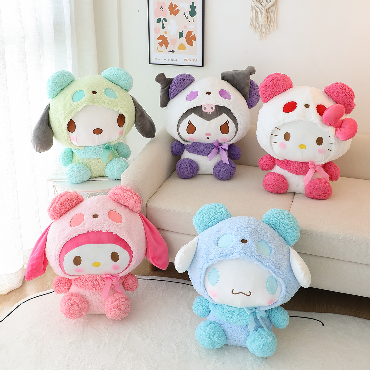 Cross-dressing series Kuromi Melody plush toys wholesale girl heart comfort doll girls sleeping pillow