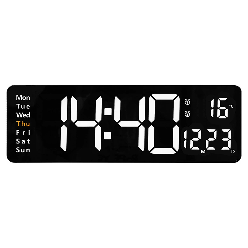 LED Wall Clock 6626, 16-inch Large Screen, Temperature & Alarm, Nordic Minimal