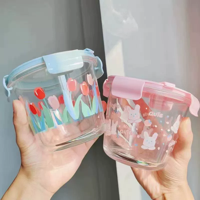 Студенческий стеклянный Ланч-бокс бытовой фруктовый и овощной хрустящий овсянка сухофрукты герметичная коробка для завтрака супа