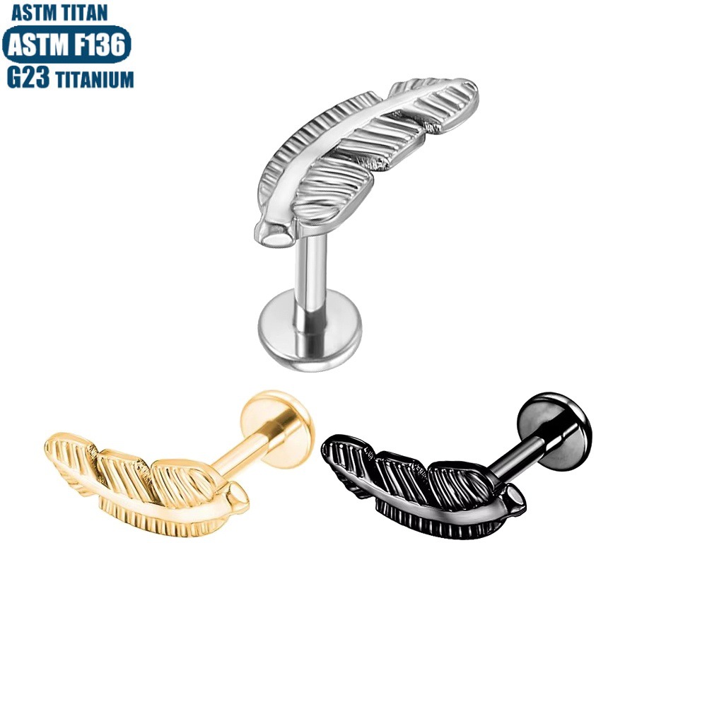 F136 Titanium Alloy Lip Ring Small Ear Nail Thread Inner Tooth Ear Bone Nail Tragus Piercing Earring Cartilage Ring Snake Lip Nail detail image 6