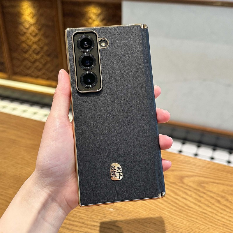 Samsung Heart of the World w25 携帯電話ケース、ハイエンド無地レザー電気メッキ w24 中央軸磁気保護、軽くて薄いハードケースに適しています。|undefined