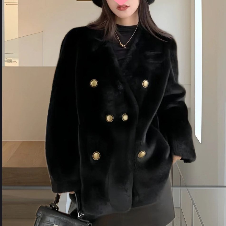 겨울 밍크 벨벳 코트 여성용 모피 2024 새로운 친환경 모피 모피 원 롱 모피 코트