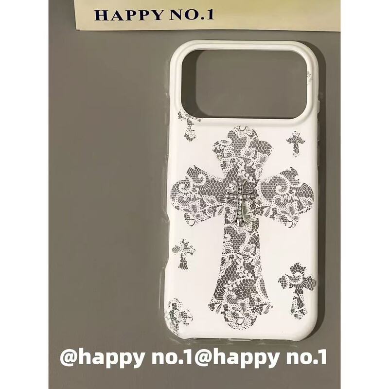 Hollow lace flower cross design case suitable for Apple iPhone, double-layer, waterproof and shockproof case for girls