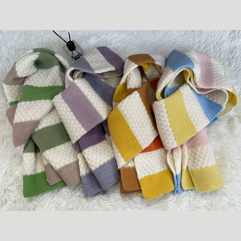 Retro long keep warm knitted scarf, Korean style