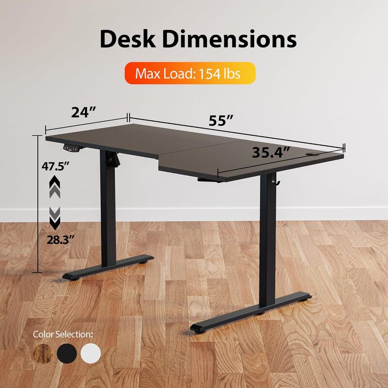 Suitable for office and home use, this electric standing desk is a dual-purpose L-shaped adjustable height desk