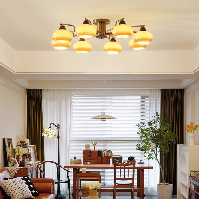 American retro dormitorio lámpara de techo Bauhaus crema de viento vintage comedor estudio sala de estar luz principal