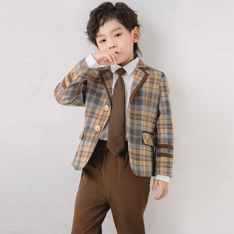 초등학교 학생을위한 봄과 가을 수업 옷 영국 아카데미 스타일 학교 유니폼 유치원 정원 옷 어린이 격자 무늬 세트 치마 세트