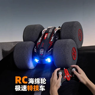 RC海绵轮极速特技车跨境双面360°旋转翻滚遥控车2.4G充电耐摔定