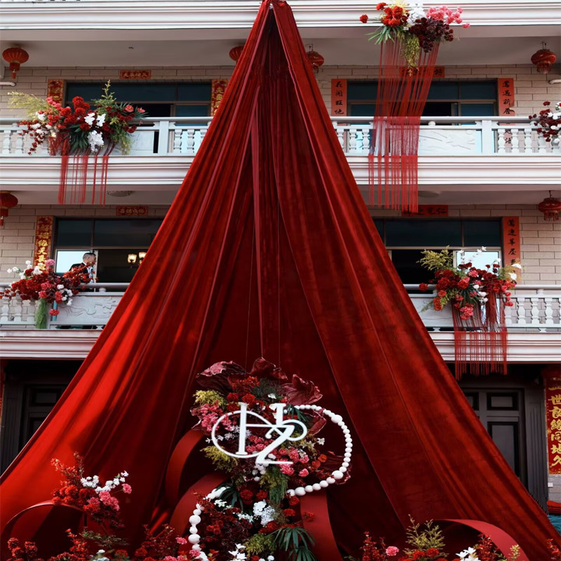 Tela de seda de leche de boda Tela elástica de doble cara Sala de bodas Tela de techo Tela decorativa de gasa de escenario de boda