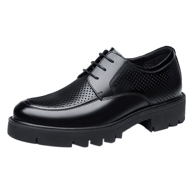 Мужская обувь, сандалии 8 см, кожаные туфли с внутренним увеличением, мужская деловая официальная одежда 10 см с вырезами, мужская обувь с большим носком, дышащая мужская обувь для джентльменов