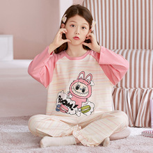 女童睡衣儿童长袖春秋季卡通可爱家居服100%纯棉女孩大童学生套装