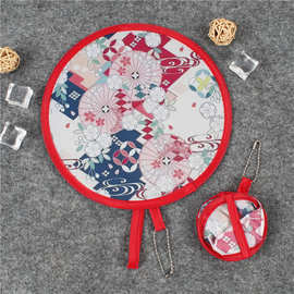 飞盘扇折叠可爱卡通团扇反光板圆扇广告布扇应援扇涤纶扇定 制