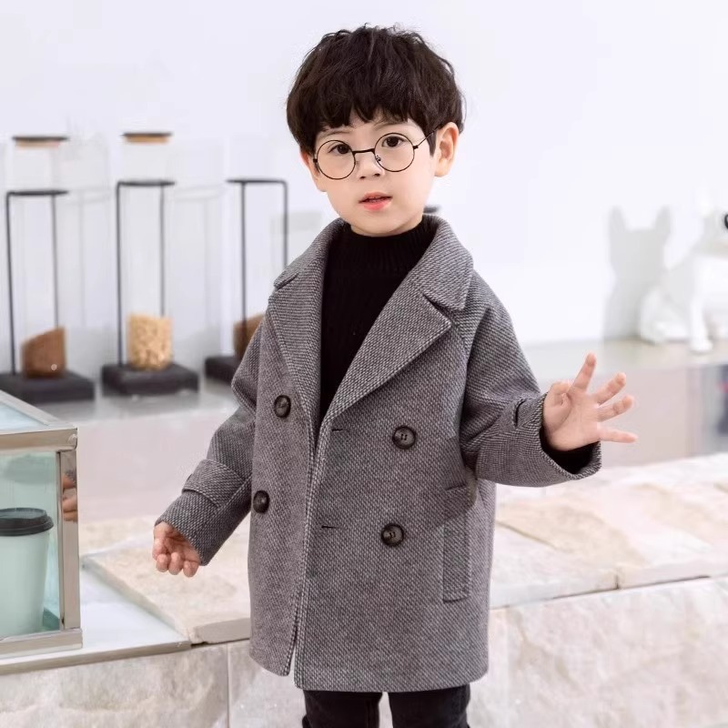 男童呢子大衣毛呢外套2024秋冬新款童装儿童宝宝洋气加厚小西装潮