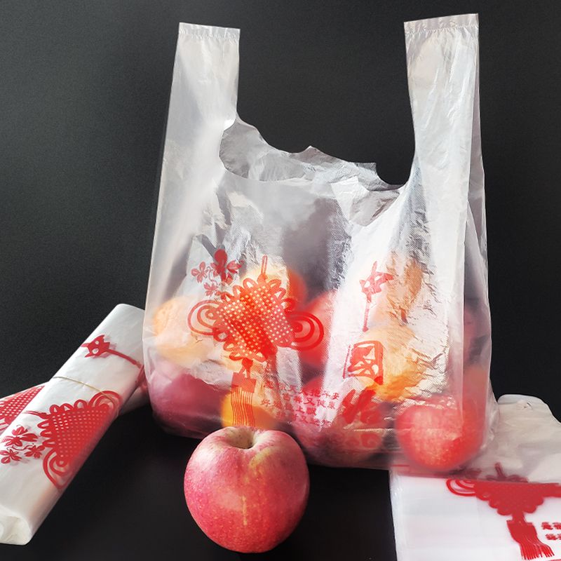 Bolsas de plástico desechables gruesas de nudo de China empaque con bolsas para llevar bolsas de compras comerciales al por mayor