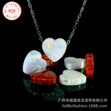 现货澳宝925 纯银心形蓝色蛋白石吊坠项链适合礼物