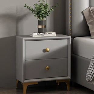 Bedside Table Light Luxury Simple Modern Bedside Storage Rack Leather Storage Cabinet Small Bedroom Storage Cabinet