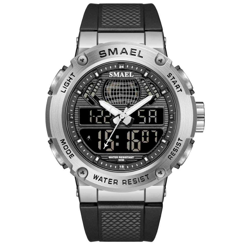 Smair SMAEL8032 moda deportes impermeable reloj doble pantalla reloj de los hombres sincronización alarma LED reloj electrónico