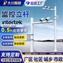 小区道路监控立杆八角杆3.5米4米5米小区户外L型监控信号摄像头杆