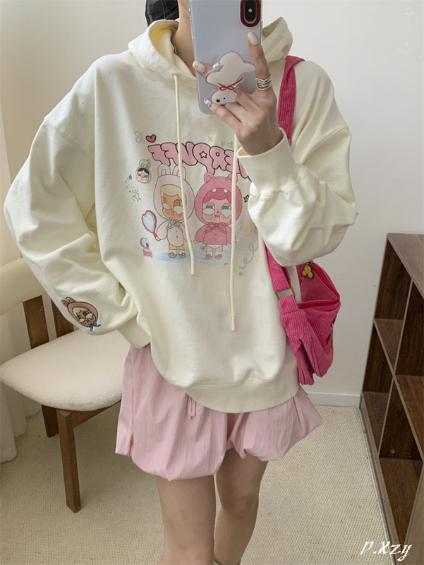 031慵懒风圆领卫衣女秋季新款薄款宽松韩版oversize女式上衣bf外|undefined