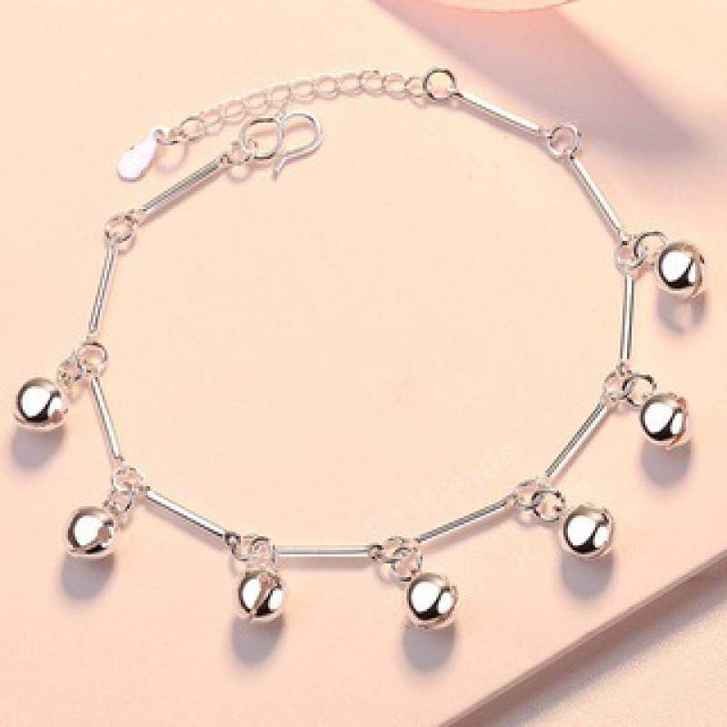 Korean Ins Jewelry Bamboo Bell Handmade Silver-Plated Bracelet Export Ladies Anklet Clothing Stall Wholesale