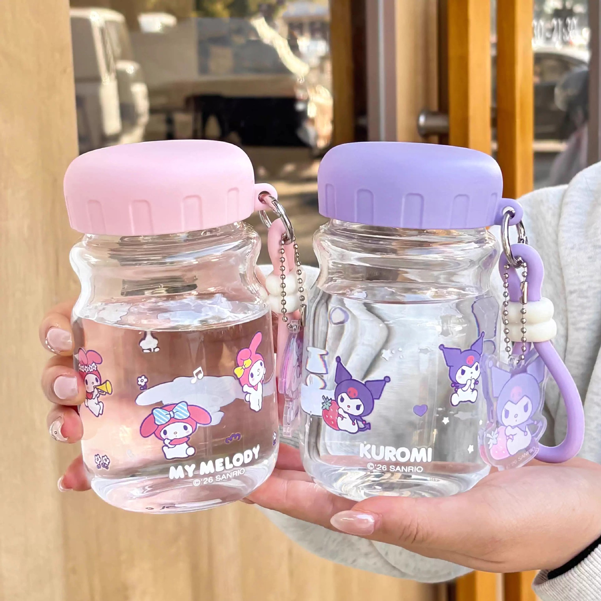 Sanliogou vidrio encantador Kulomi niñas tazas de verano de agua especial para la escuela pequeña taza portátil mini bolsillo
