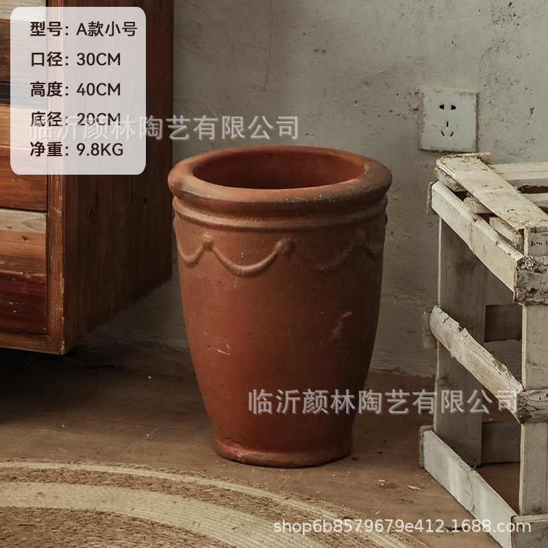 Flores de tubo alto abierto maceta de árboles gruesa maceta de cerámica retrógrada paisaje rural maceta decoración popular maceta grande maceta alta maceta gruesa