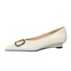 6500-K117 European and American style banquet women's shoes pointed commuting shoes shallow mouth versatile height increasing sloping heel V-buckle temperament single shoe