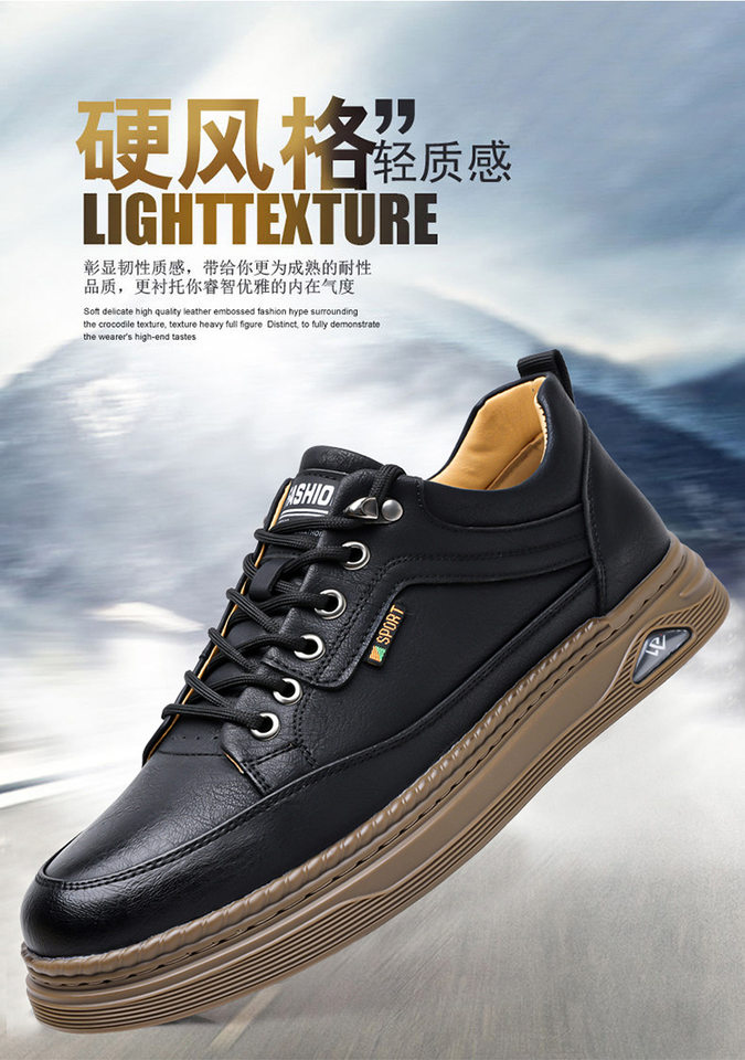Giày da nam sneaker cổ thấp khâu chỉ thủ công, đế bằng, dây buộc phía trước — Màu nâu, Màu trắng, màu đen chi tiết 3