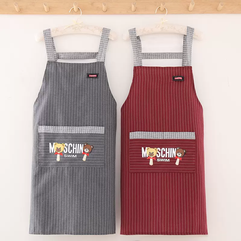 新款棉防水围裙双背肩时尚厨房家居做饭饭印刷礼品透气男女围腰