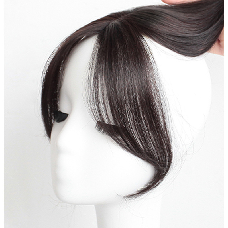 3D estilo francés Bangs peluca pieza pelo artificial seda ocho palabras parche de pelo bloque de pelo invisible reparación de la cara Bangs parche de pelo