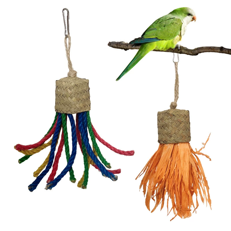 Амазонка игрушка попугай соломенная игрушка птицы Xuanfeng пион разрывая разрушение цвет пеньковая веревка кукурузная шелуха грызая нить
