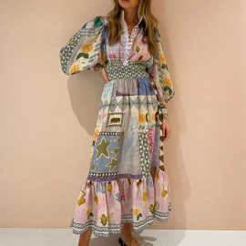 2026 跨境亚马逊 temu Spring Women's Vintage Print Lantern Sl