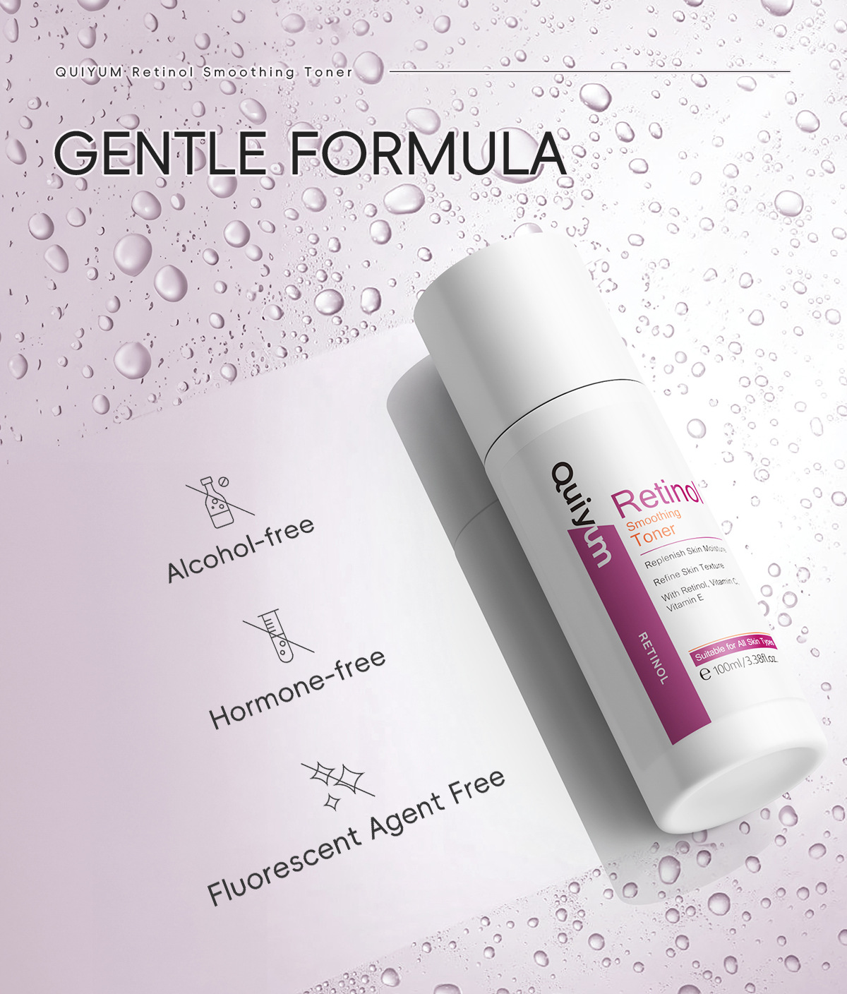 Cross-border QUIYUM Retinol Toner 100ml is a skincare product from a manufacturer that hydrates, moisturizes, nourishes and makes the skin tender and elastic undefined