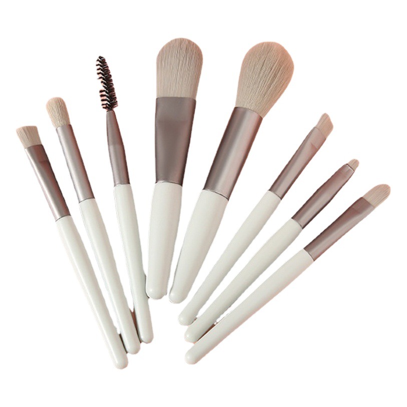 Juego de brochas de maquillaje portátil de 8 piezas con cerdas suaves, herramientas de belleza Morandi, juego de brochas de maquillaje mini macaron de 8 piezas.