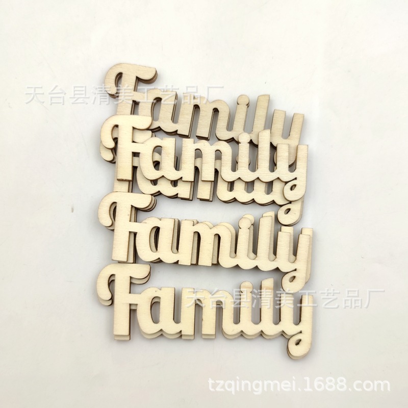 100*35mm letra hoja de madera palabra palabra familia hoja de madera decorativa 10 piezas en un paquete