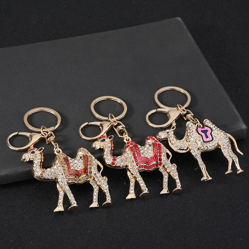 Cross-Border Popular Camel Keychain Backpack Pendant Accessories Car Metal Rhinestone Double-Humped Camel Keychain Wholesale Cross-Border Popular Camel Keychain Backpack Pendant Accessories Car Metal Rhinestone Double-Humped Camel Keychain Wholesale
