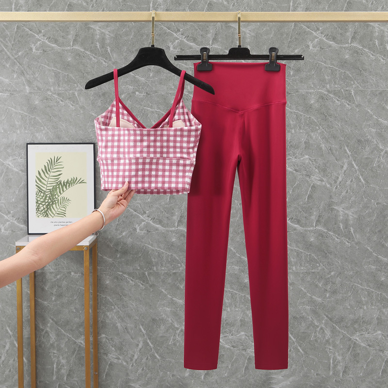 Sports Bra Women's Shockproof High-Intensity Pilates Top Fitness Yoga Wear 2025 New Bra Vest Set