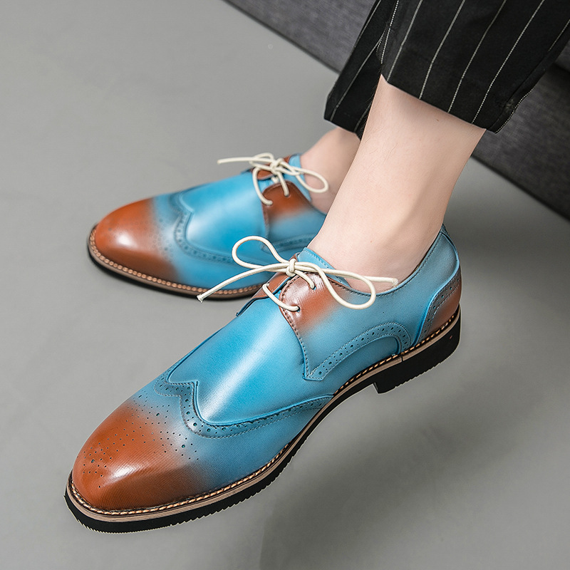 Große Lederschuhe für Herren, Britische formelle Color-Blocking-Friseurschuhe, Herrenschuhe, Casual Block Fashion Schuhe_voghion.com
