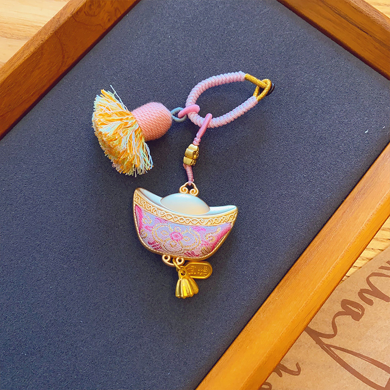 【成品】非遗宋锦手工宋锦元宝挂件包挂车挂双面葫芦吊坠钥匙扣|undefined