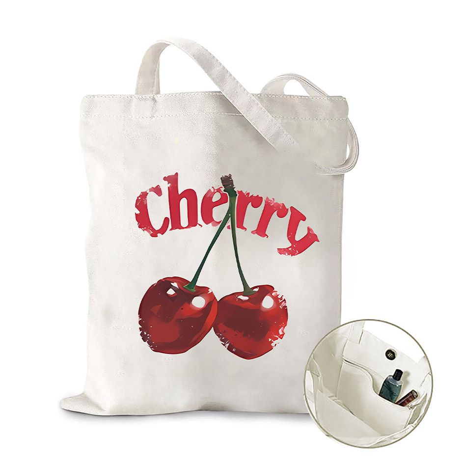 Serie de frutas de impresión de cereza bolsas de lona bolsas de hombro bolsas plegables bolsas de mano bolsas de compras Amazon explosión comercio exterior